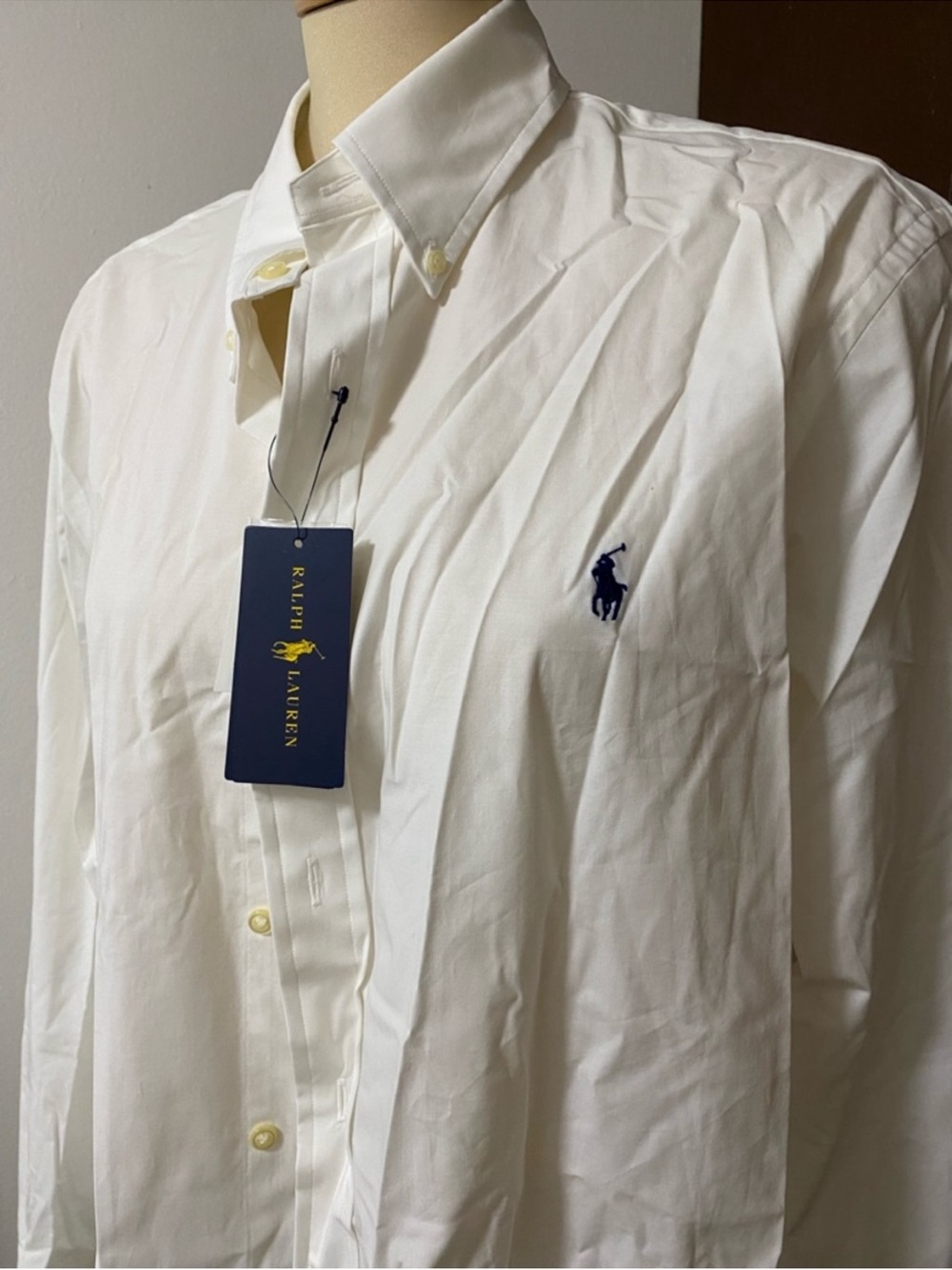 Ralph Lauren White Button-Down Oxford Shirt with Navy Pony